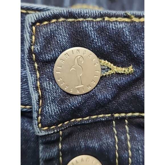 Flamingals Womens Cargo Jogger Jeans Mid Rise Multi Pocket Denim XXL New - Picture 4 of 14